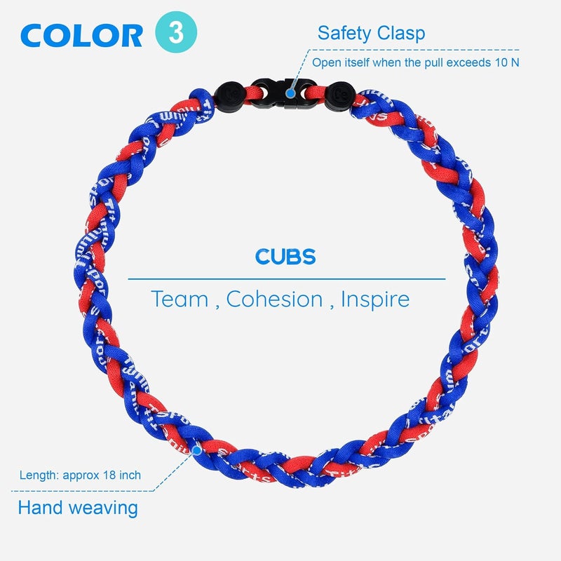 SUPBOMM 3 pcs Baseball Rope Necklaces, League Team Colors Braided Necklace, Baseball Team Gifts - Image 4